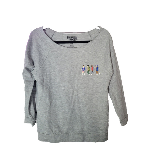 Stranger Things Netflix Gray Long Sleeve Pullover Sweatshirt Womans Size 2XL - Picture 1 of 4